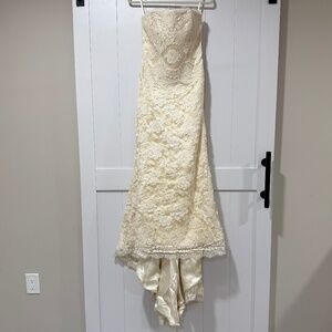 Melissa Sweet Lace Wedding Dress Size 8 Strapless Sheath Vintage 2004